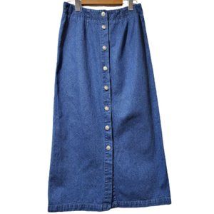 LL Bean maxi denim button up skirt